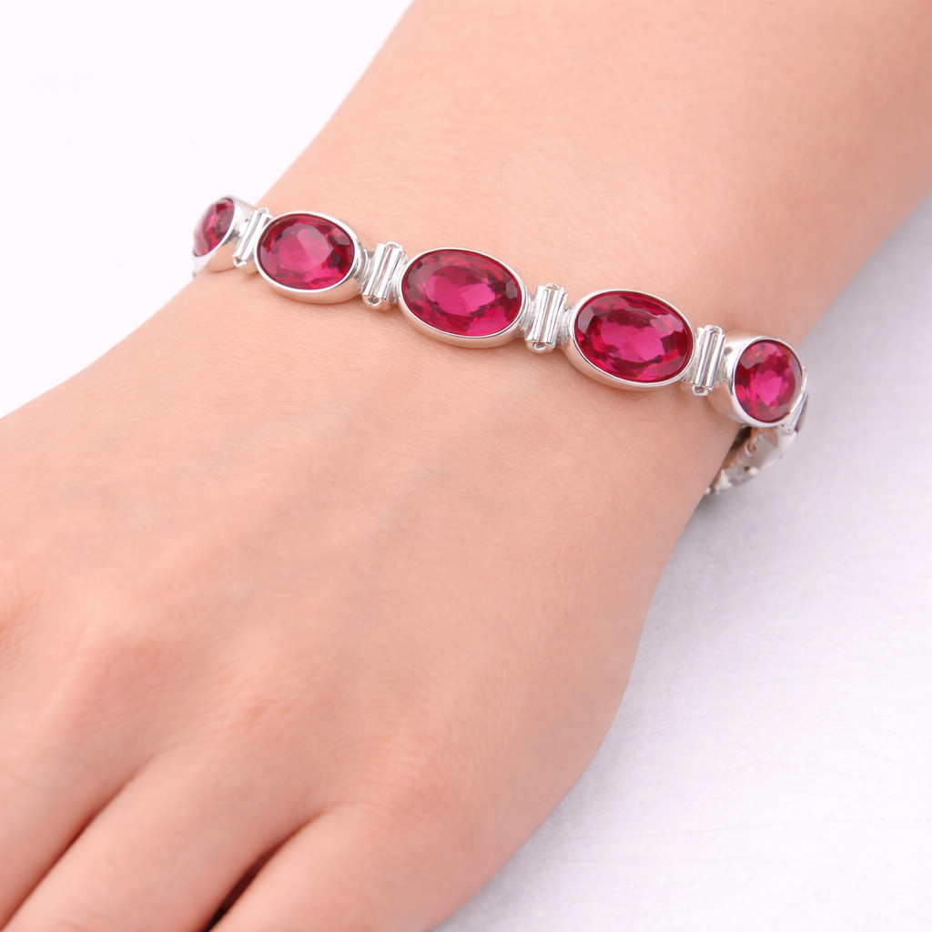 Pink Tourmaline Gemstone 925 Sterling Silver Jewelry Handmade Women Bracelet 8″