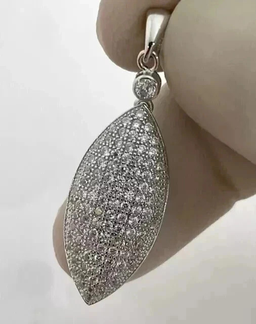 1.50 Ct Round Cut Real Moissanite Women’s Wedding Pendant 14K White Gold Plated