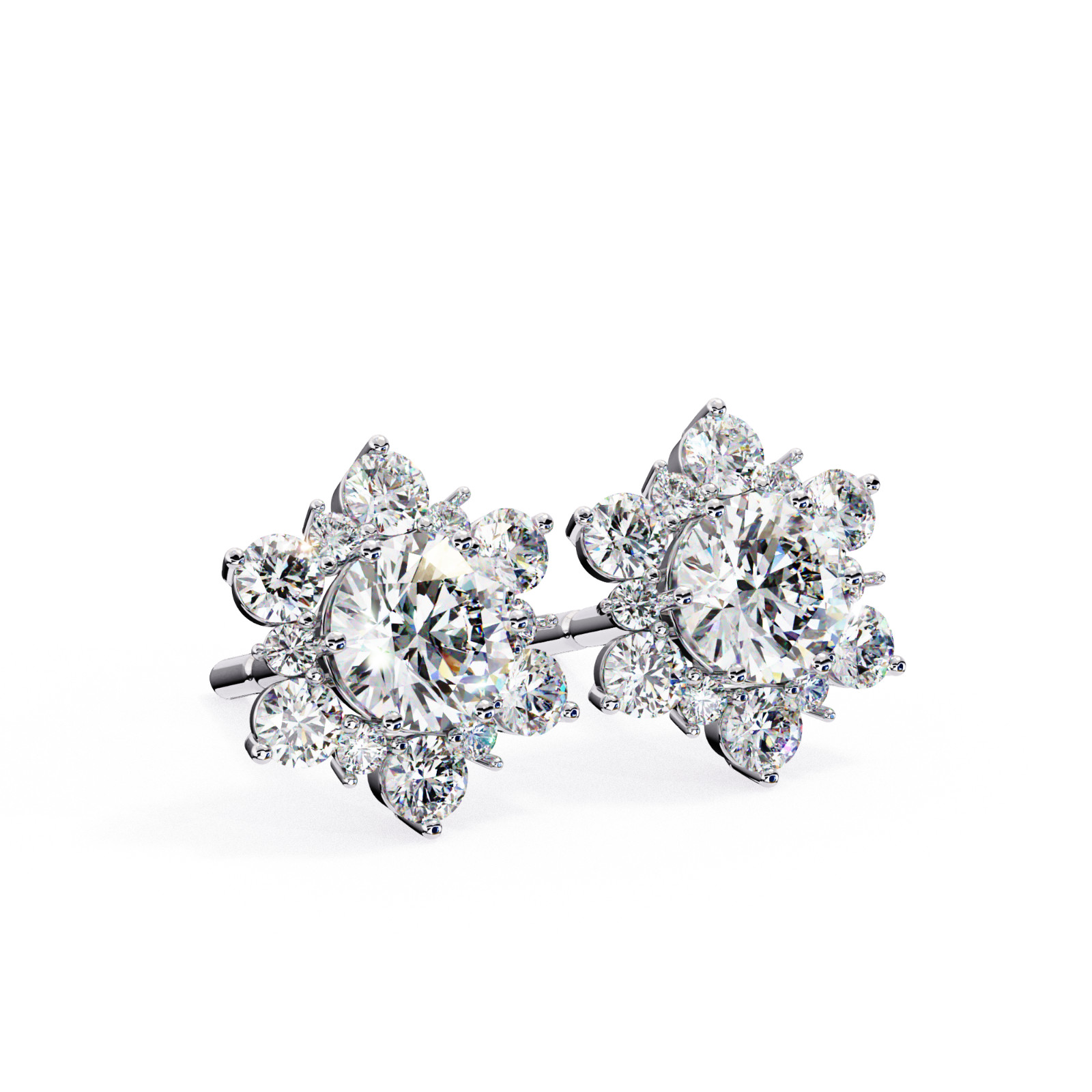 1.5-TCW Round Lab Grown Diamond Flower Stud Earring 14K White Gold IGI Certified