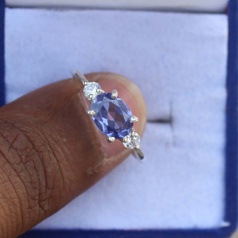 Tanzanite Ring Sterling Silver Ring Women Engagement Ring Promise Gift For Her