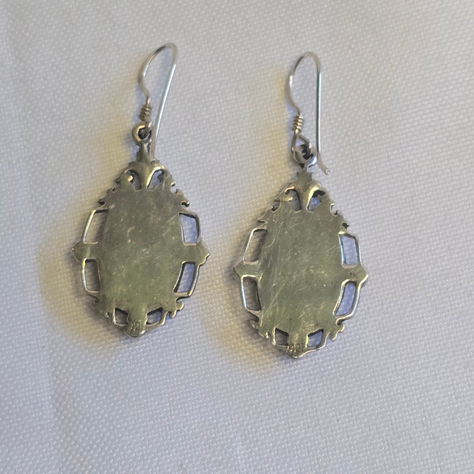 Sterling Silver Yin Yang Earrings 7.37g Jewelry Dangle Hook Backs *READ*