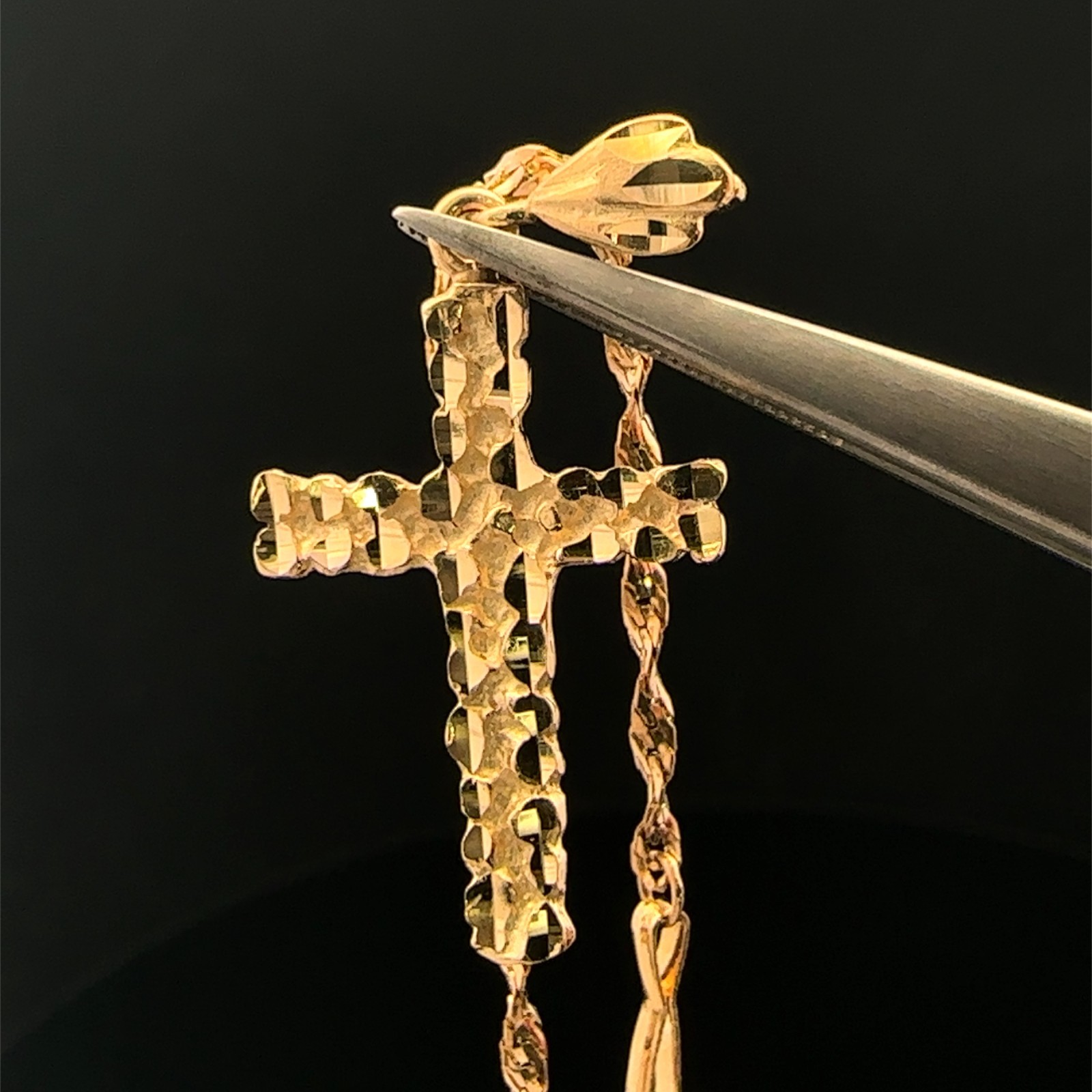 14KT Yellow Gold Twist Necklace with Cross Pendant 17in 6.3g
