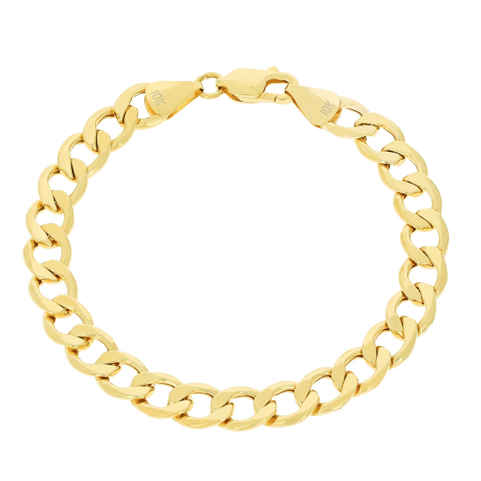 10K Yellow Gold 7.5mm Curb Cuban Chain Bracelet Mens Women 7″ 7.5″ 8″ 8.5″ 9″