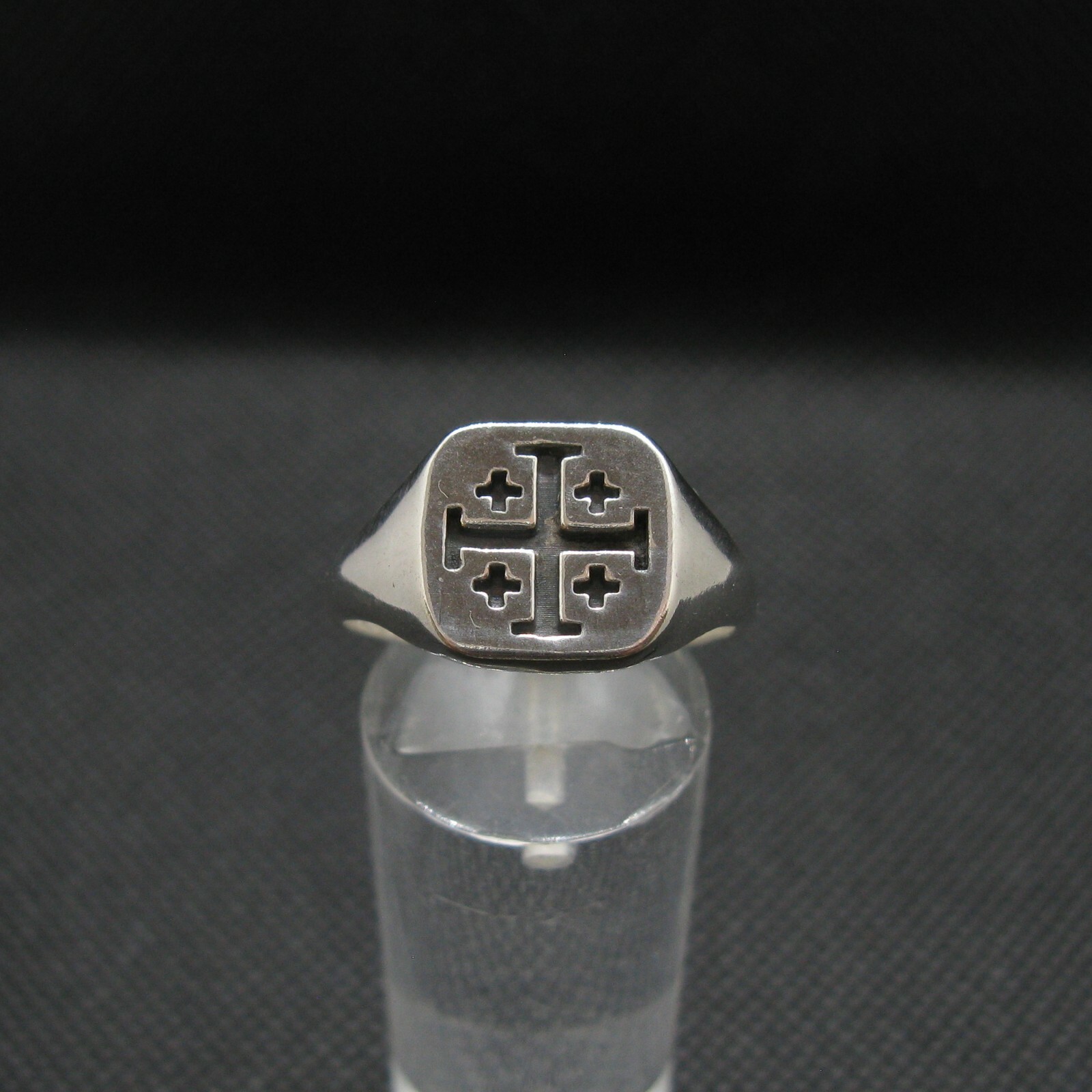 Genuine Sterling Silver Men Ring Cross Jerusalem Solid Stamped 925 Comfort Fit
