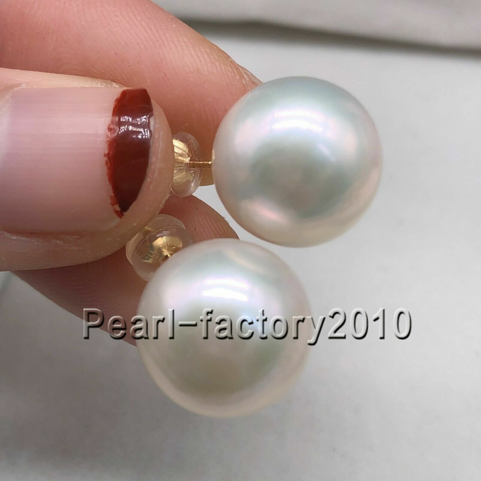 AAAA huge 14-13MM south sea white pearl earrings 14K GOLD