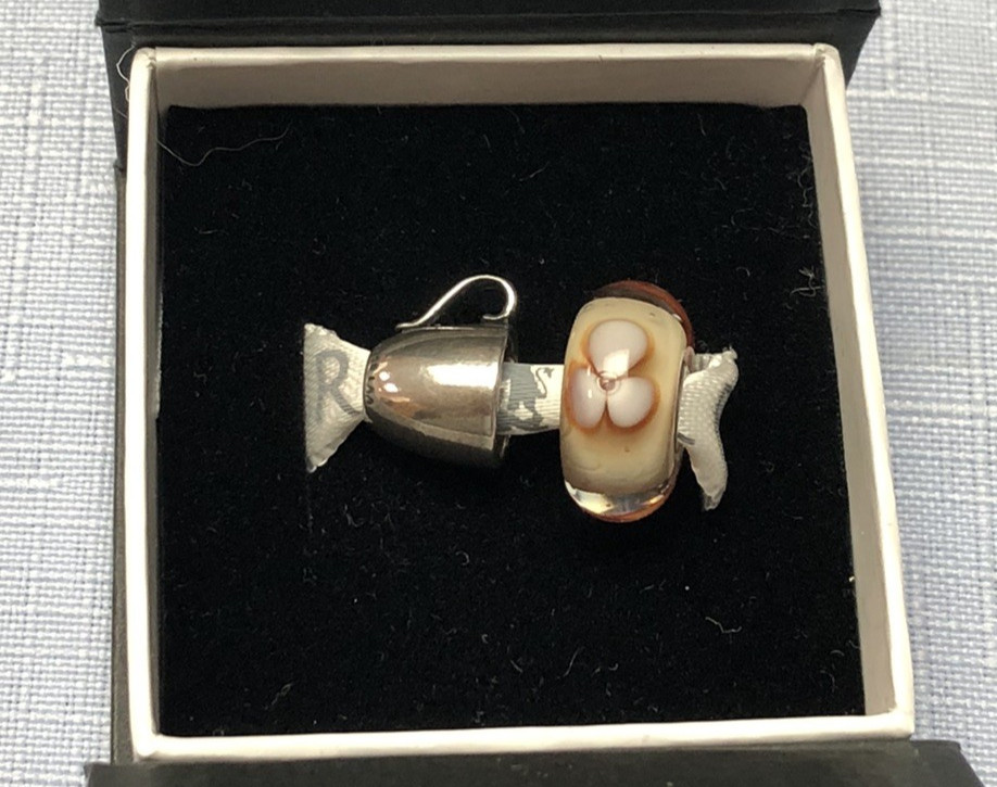 TROLLBEADS (2) RETIRED Cappuccino Flower Bead & Coffee Mug Bead W/Box!! **RARE**