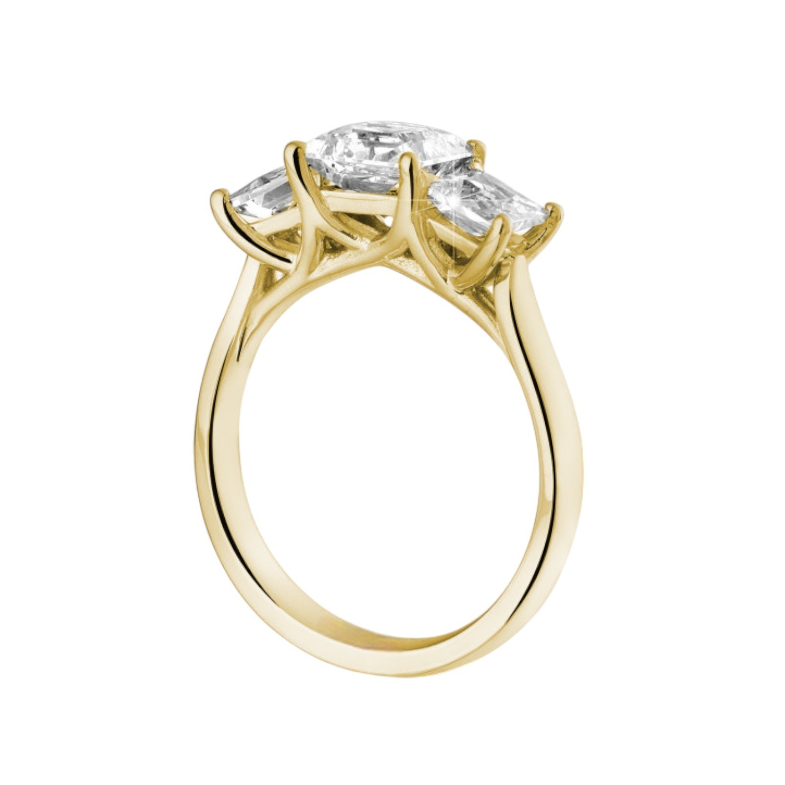 14K Yellow Gold IGI Certified Lab Grown Diamond Engagement Ring Princess 3.00 Ct