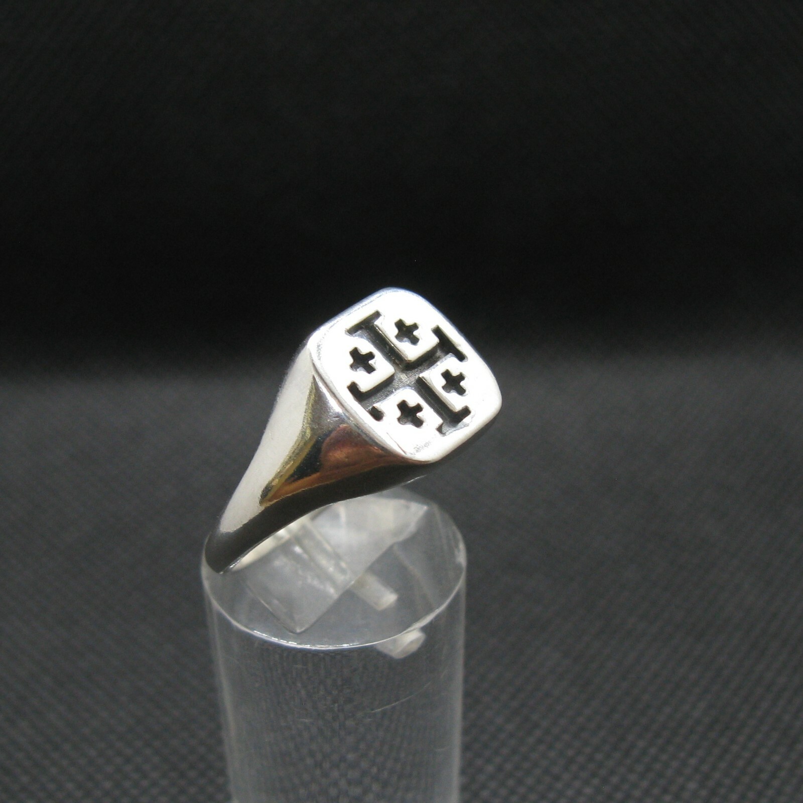 Genuine Sterling Silver Men Ring Cross Jerusalem Solid Stamped 925 Comfort Fit