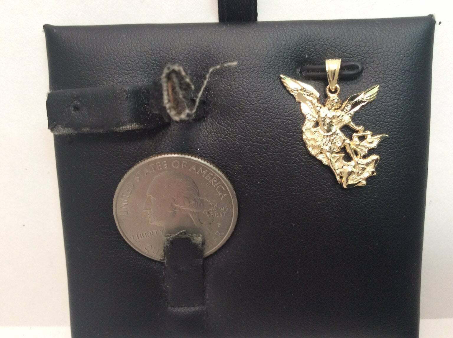10k Yellow Gold Solid Men’s Saint Michael Archangel and the Devil Pendant 1.20gr