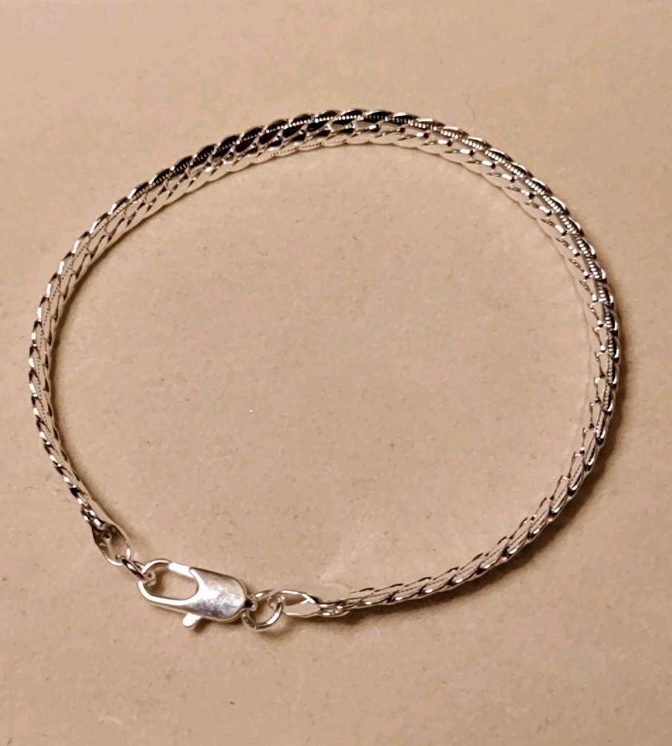 925 Silver Flat Curb Chain 8″ Bracelet 5 MM Wide 1.5 MM Thick