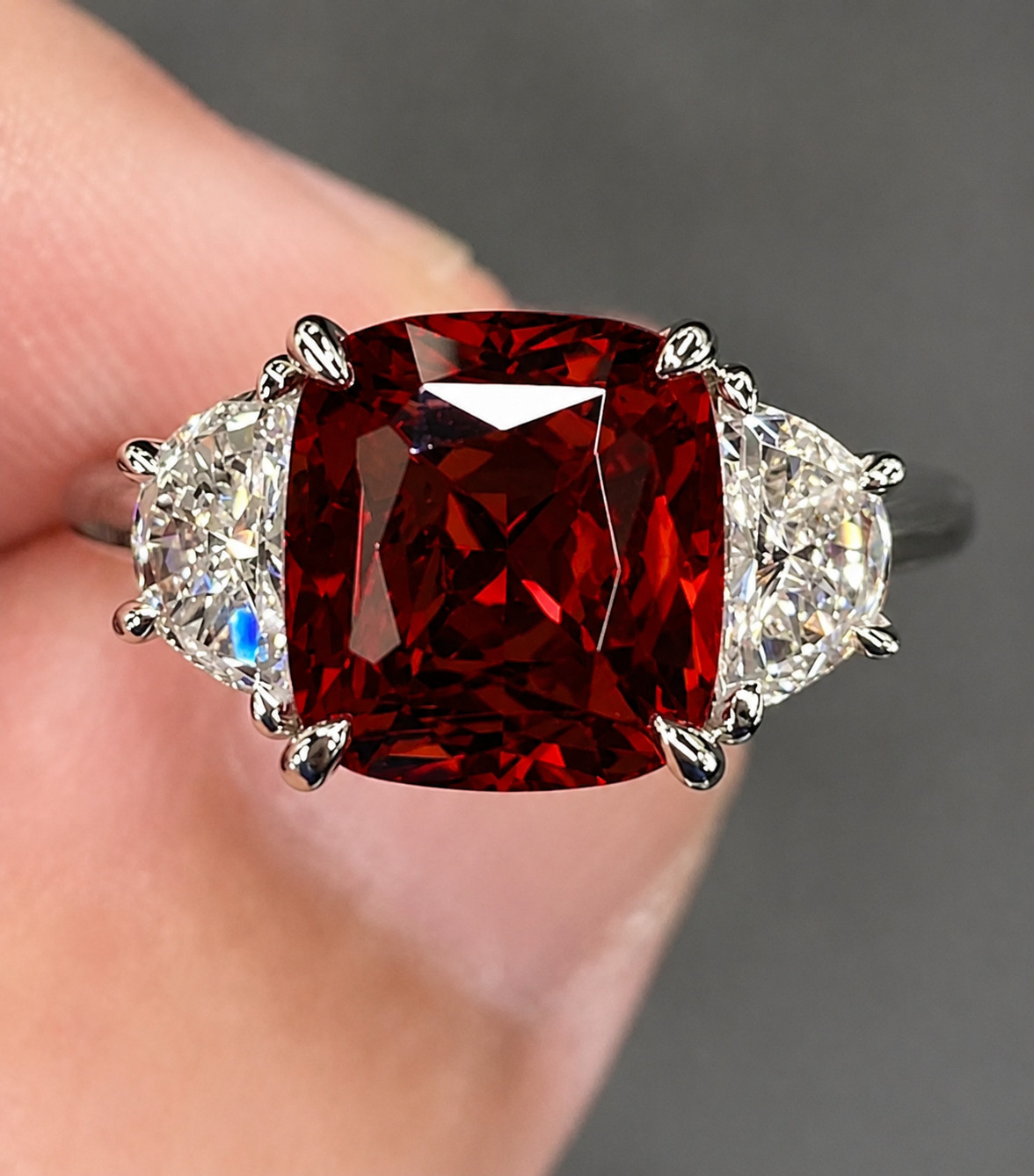 8 Ct Cushion Cut Natural Garnet Diamond Wedding Bridal Ring Women 14K White Gold
