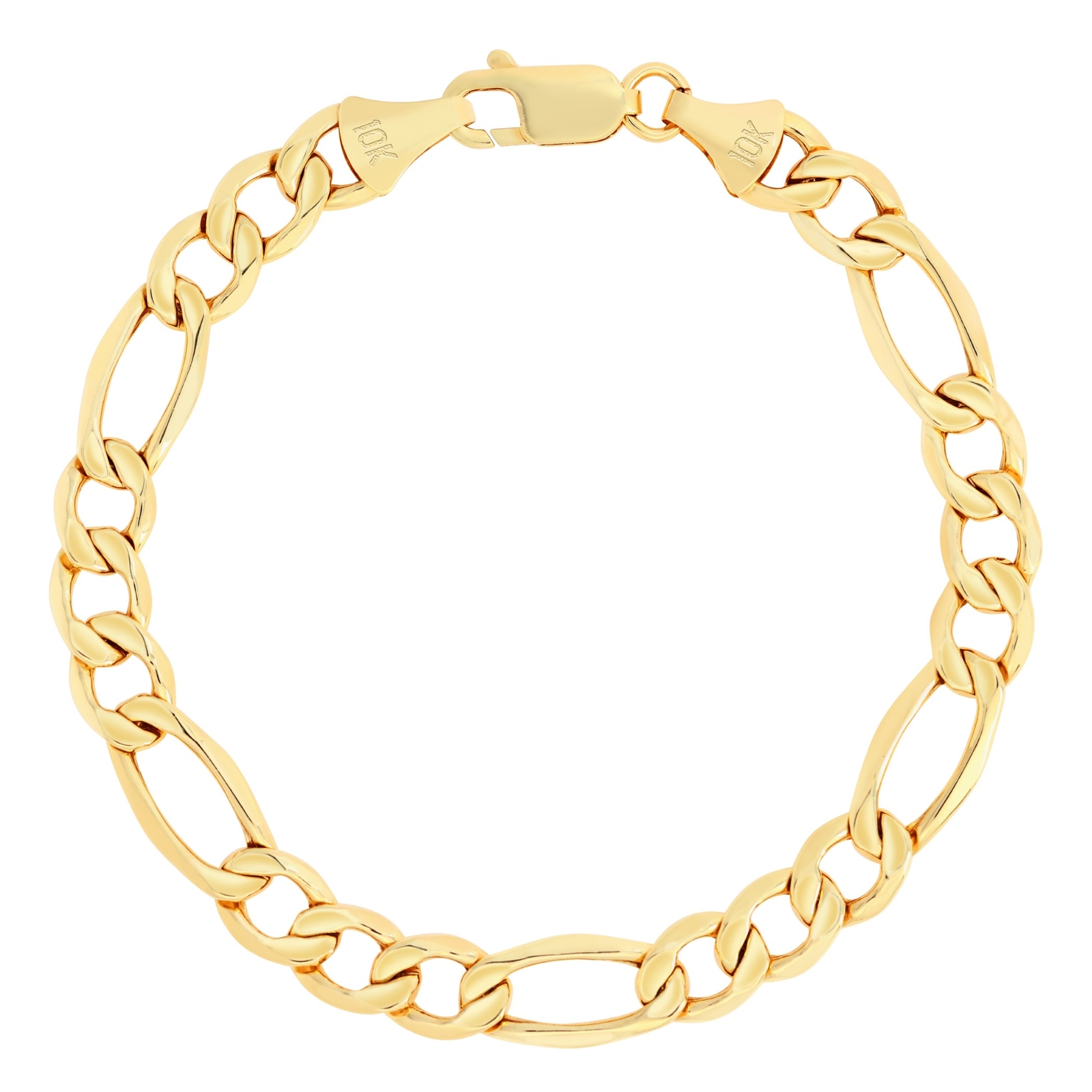 10K Yellow Gold 9mm Italian Figaro Chain Link Bracelet Mens 7″ 7.5″ 8″ 8.5″ 9″