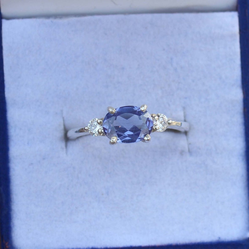 Tanzanite Ring Sterling Silver Ring Women Engagement Ring Promise Gift For Her