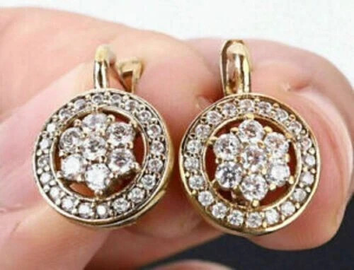 2.00Ct Lab-Created Diamond Flower Clip On Stud Earrings 14k Yellow Gold Finish