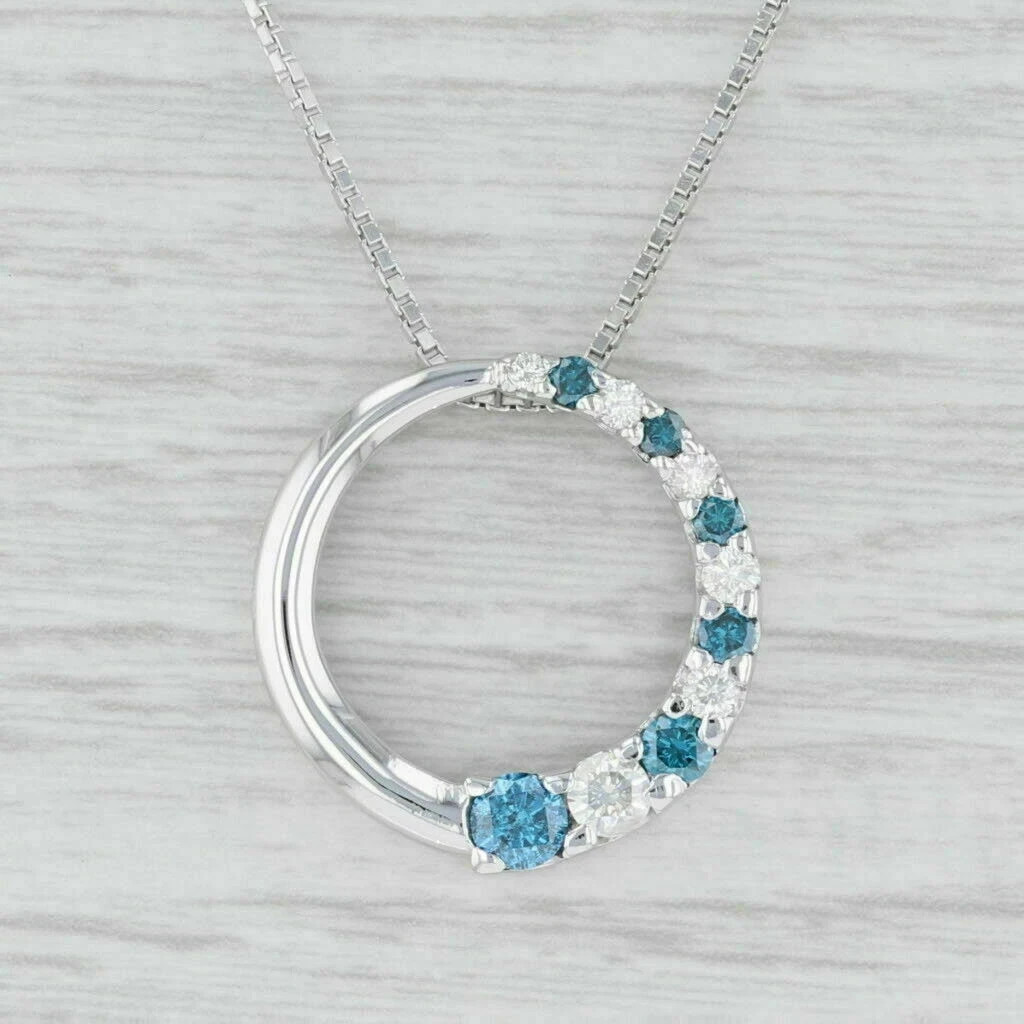 3Ct Round Cut Blue Topaz Diamond Women’s Pendant 14K White Gold Over Free Chain