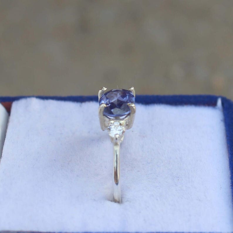 Tanzanite Ring Sterling Silver Ring Women Engagement Ring Promise Gift For Her
