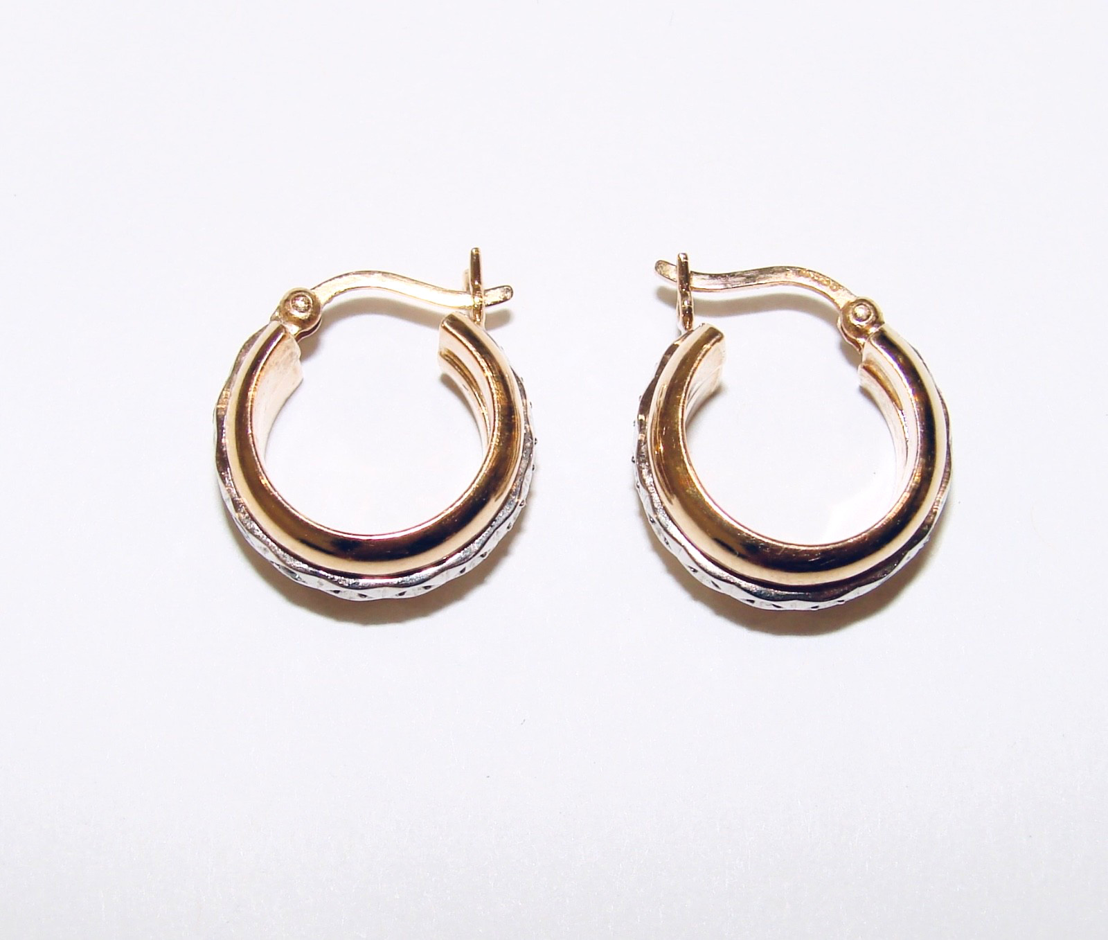 14K YELLOW & WHITE GOLD DIAMOND HUGGIE EARRINGS 4.26G