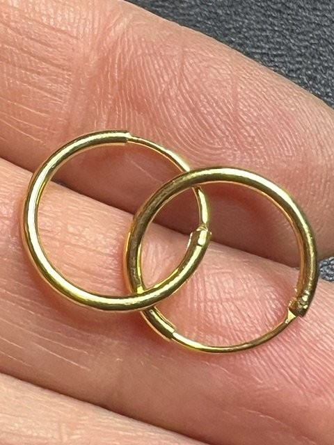 B4565 Classic Endless Hoop Earrings Vermeil Gold over sterling 925 12mm Seamless
