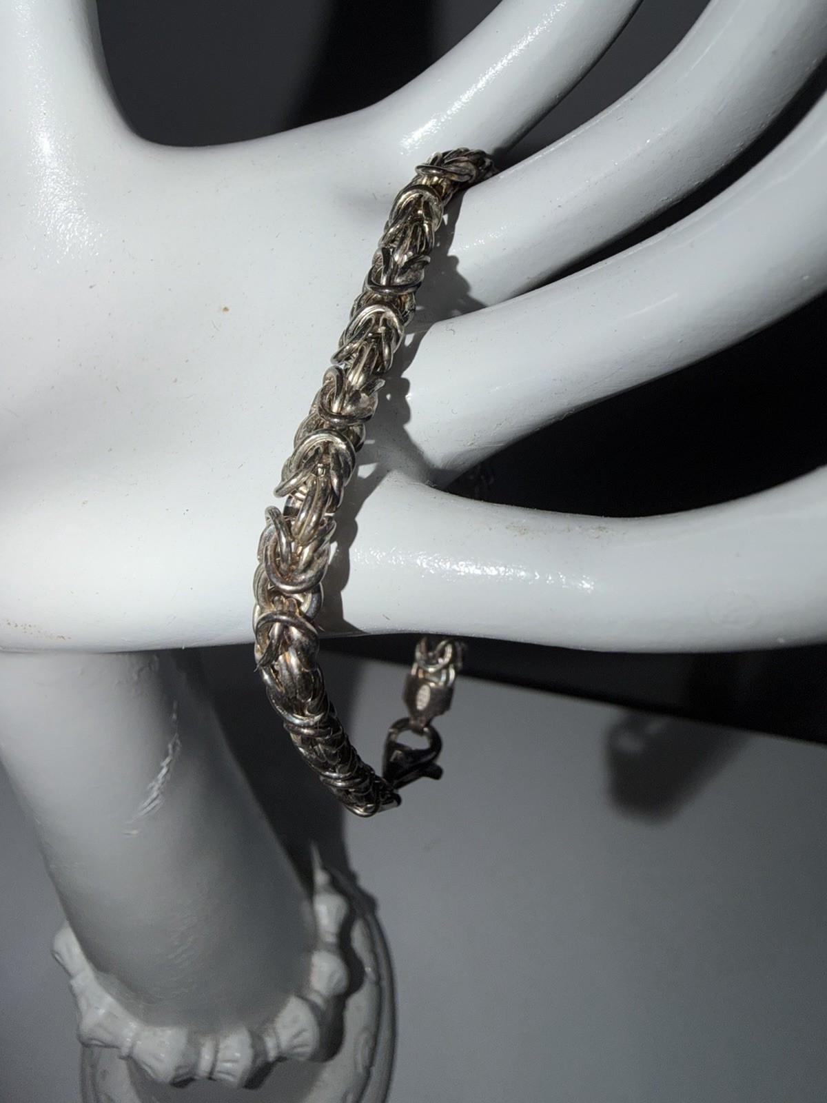 Vintage 925 Sterling Silver Byzantine Chain Unisex Bracelet