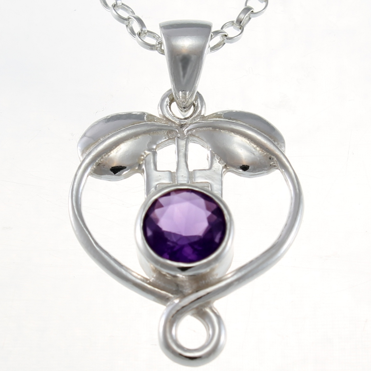 Sterling Silver & Amethyst Charles Rennie Mackintosh Necklace with 18″ Chain
