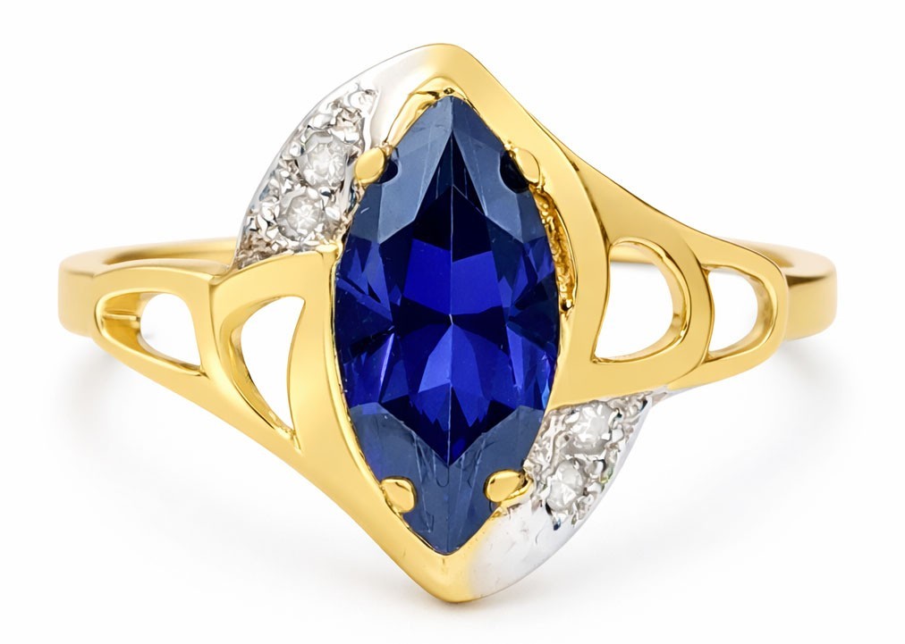LAB CREATED 1.26 Cts AAA TANZANITE & GENUINE DIAMONDS RING 10K SOLID GOLD – NWT