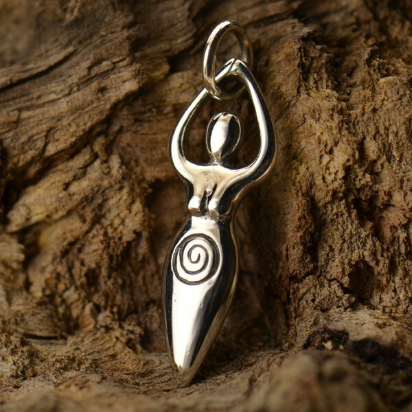Sterling Silver Fertility Moon Goddess Charm Female Deity Childbirth Mother 1233