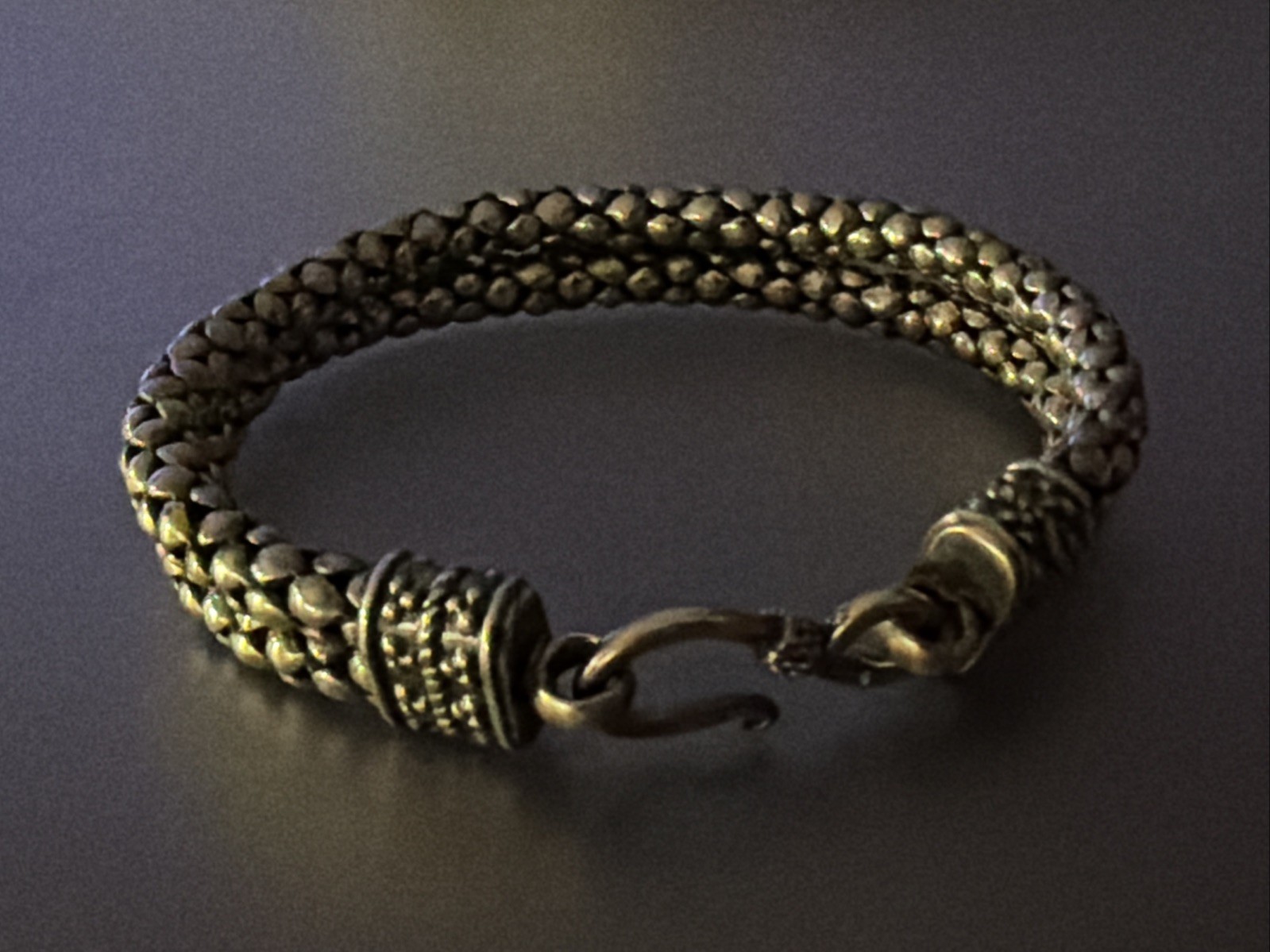 Sterling Silver Double Strand Popcorn Link Bracelet ~ 7-1/4″ ~ 28.8h