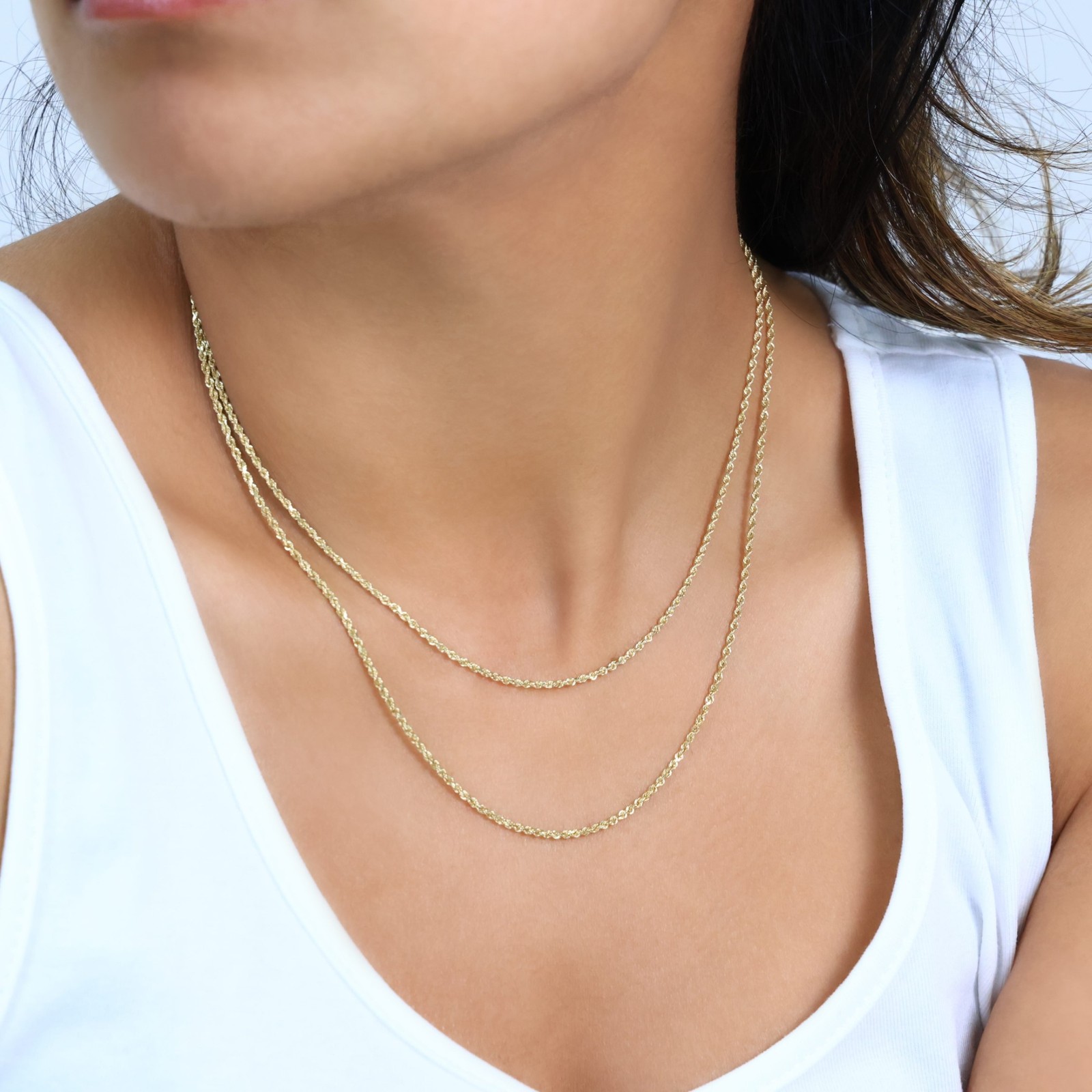 10K Yellow Gold 1.5mm-10mm Diamond Cut Rope Chain Necklace Mens Women 16″- 30″