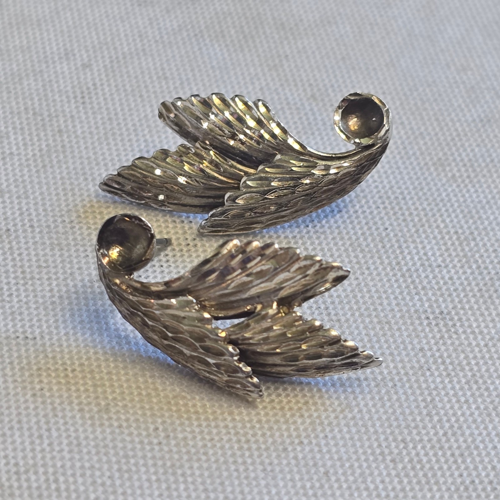 Sterling Silver Earrings 5.47g Fine Jewelry Figural Wings No Backs Studs