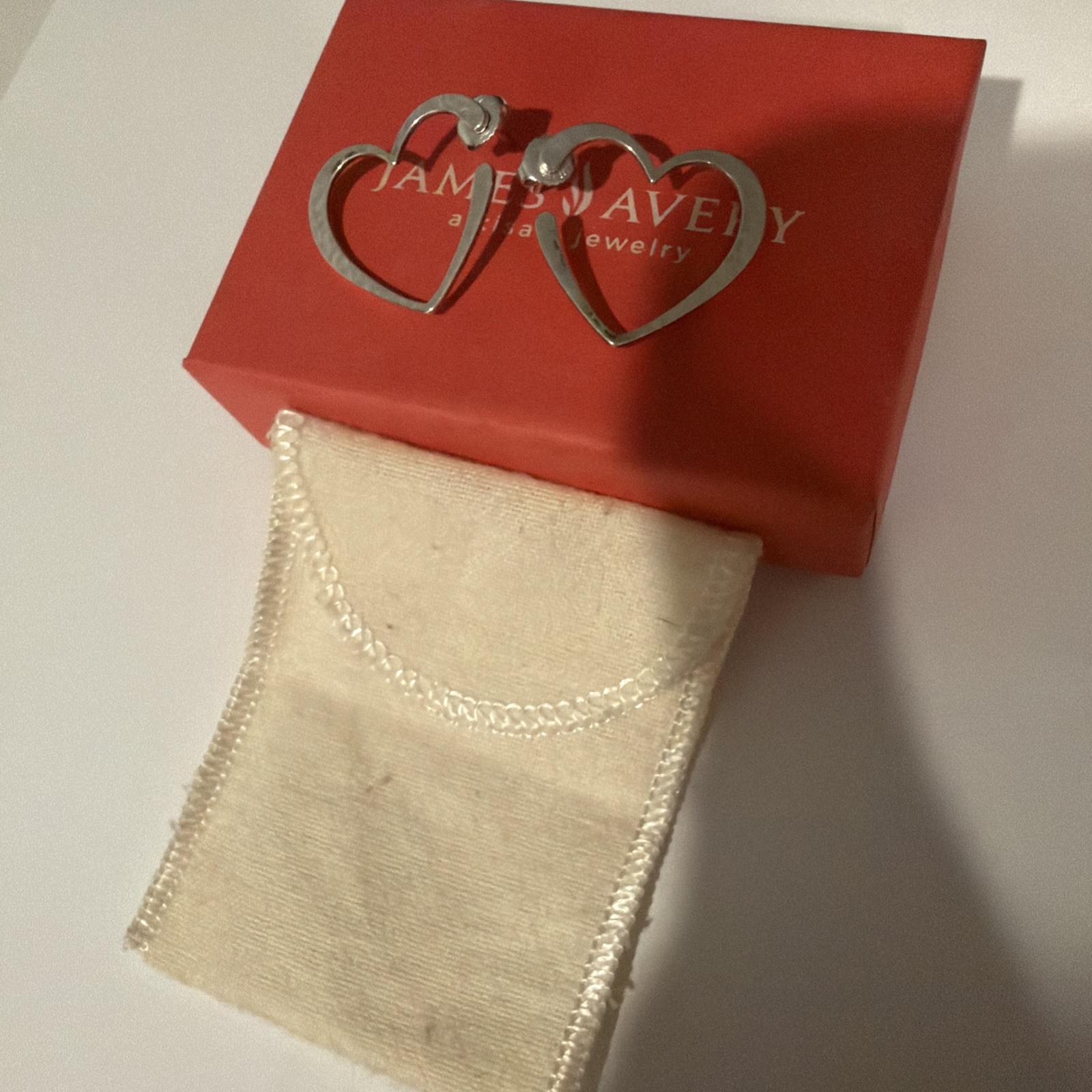 James Avery Hammered Open Heart Sterling Silver .925 Post Earrings Retired Rare