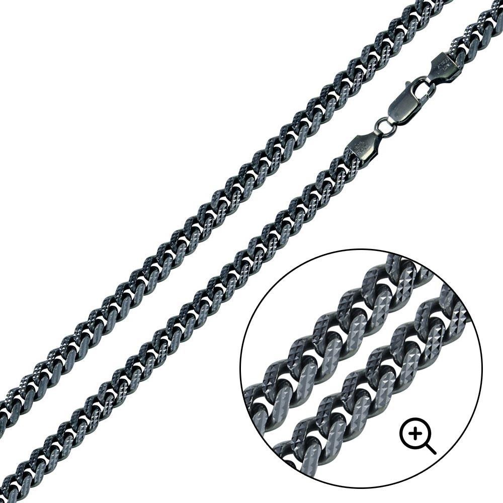 .925 Sterling Silver Curb Pyramid Pave Chain or Bracelet – 4.8mm-7mm