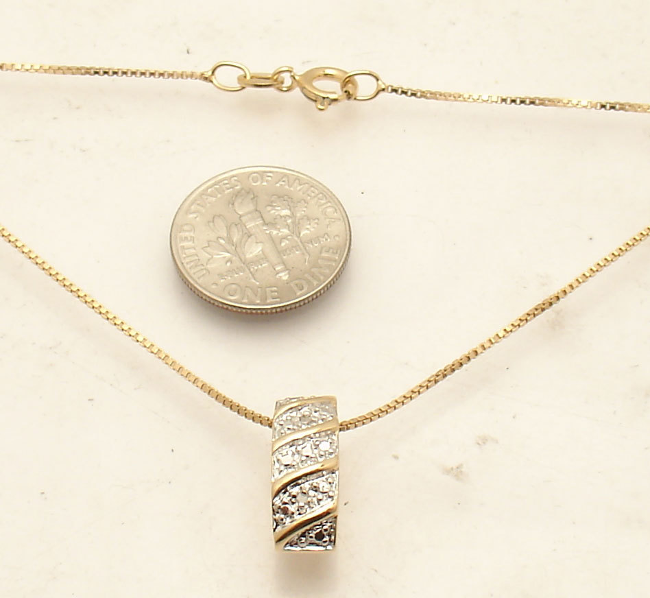 Diamond Bar Journey Pendant Box Chain Necklace 14K Yellow Gold Plated Silver